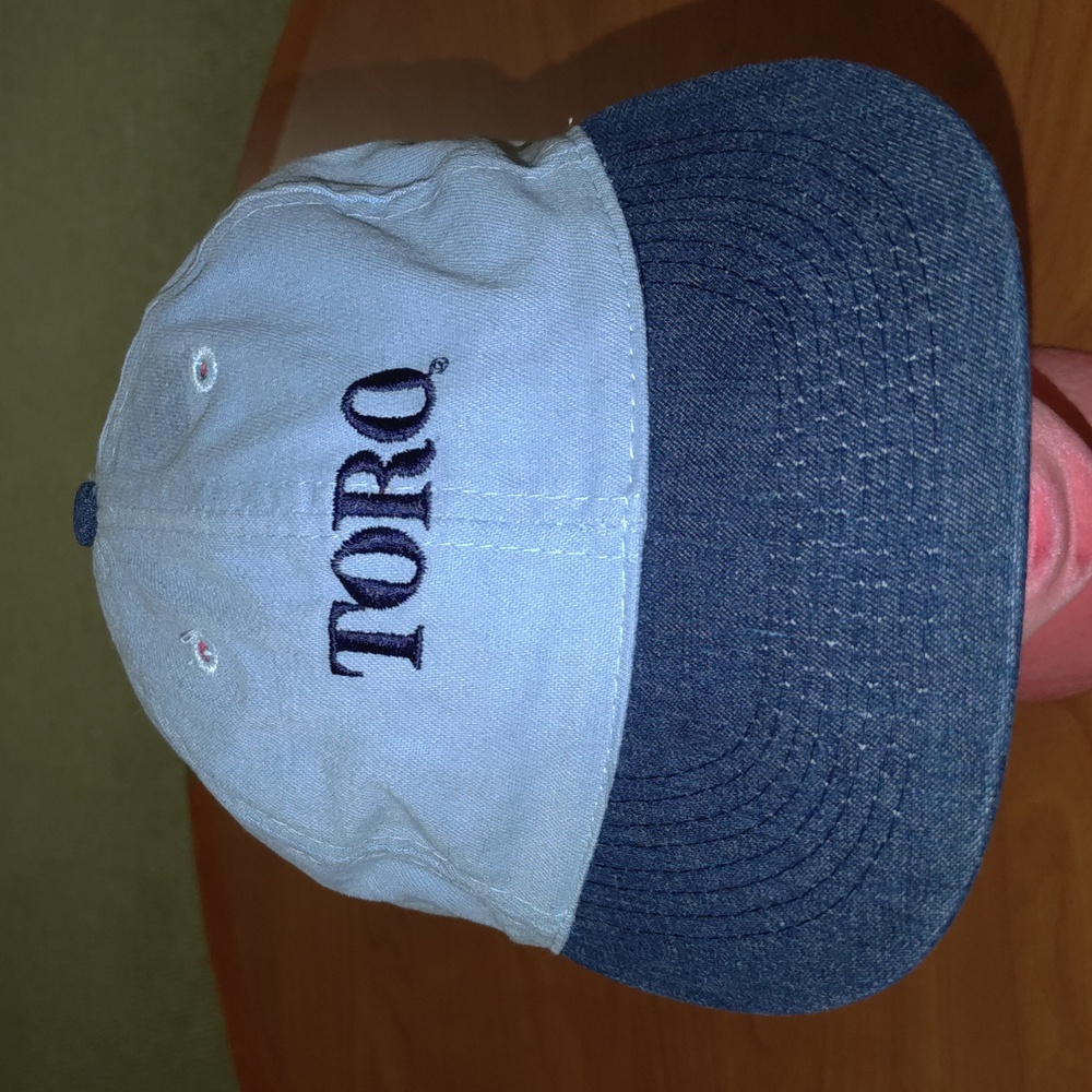 Vtg TORO Embroidered Letters Denim Visor Strapback Hat Cap